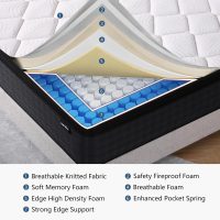 Queen Size Mattress, 12 Inch Hybrid Memory Foam Queen Mattress in a Box, Pressure Relief, Medium Firm, CertiPUR-US - Image 3