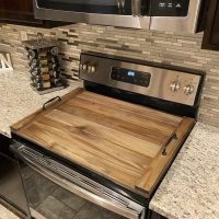 Noodle Board Stove Cover with Handles for Electric, Gas Stove Top (Acacia Wood) - Image 2