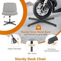 Sweetcrispy Criss Cross Chair Legged, Armless Office Swivel Desk Chair No Wheels, Vanity Height Adjustable Wide Seat Comfy Cute Computer Task Seating for Home Bedroom - Image 6