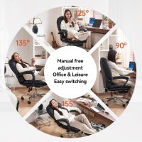 EMIAH Ergonomic Office Chair with Foot Rest Criss Cross Chair with Wheels Reclining Executive Office Chair Mid Back PU Leather Swivel Computer Chairs Lumbar Support for Home Office (Black) - Image 8