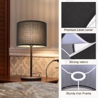 Small Lamp Shade, Black Drum Lampshade 8.7''Top X 8.7'' Bottom X 7.9'' High, Replacement Lamp Shade Natural Linen Hand Crafted for Table Lamps Floor Lamps Chandelier Lamp, Easy Assembly Required - Image 5