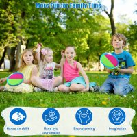 Aywewii Fun Toss and Catch Ball Set Kids Games, Beach Outdoor Backyard Lawn Toys for Kids with 6 Paddles and 3 Balls, Birthday Gift for Age 3-12 Old Boys Girls Kids Adults Family - Image 6