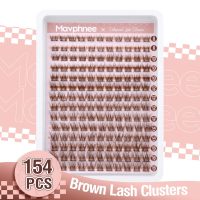 Brown Lash Clusters Natural Lash Extensions Wispy Eyelash Clusters 154 Pcs C-Curly Lashes Clusters for Everyday Wear Beginner Friendly Dark Brown Cluster Eyelash Extensions by Mavphnnee - Image 2