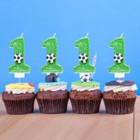 Soccer Birthday Number 1 Candle - Green, Smokeless, Non-Toxic, Odorless, Themed Design - Image 4