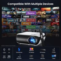 Official Licensed Google TV Smart Projector, HAPPRUN 4K UHD Home Theater with Dolby Sound, Wi-Fi & Bluetooth, Built-in Streaming Apps, Compatible with Games Consoles & Smartphone, Indoor & Outdoor Use - Image 9