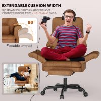 ELABEST C39 Cross Legged Office Chair with Footrest & Convertible Armrests - Pet-Friendly XL Home Desk Chair, Ergonomic Recliner with Lumbar Pillow, Criss Cross Design, Big and Tall Executive Chair - Image 6