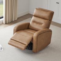 Watson & Whitely Swivel Power Recliner Glider Rocker, Small Recliner with Charging Port for Living Room, Faux Leather in Camel - Image 5