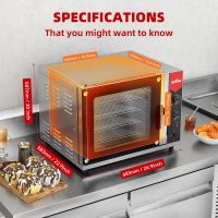 CROSSON 68L Half-Size Convection Oven,4-Tier Commercial Toaster oven w/Front Glass Door,4 set of Trays&Wire Racks,60 Minutes Timer and Interior Light, 120V/1800W Countertop Conventional Oven - Image 6