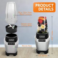 NutriChef Personal Electric Single Serve Blender - Small Professional Kitchen Countertop Mini Blender for Shakes & Smoothies, Pulse Blend, Convenient Lid Cover, Portable 20 & 24 oz Cups, Black - Image 3