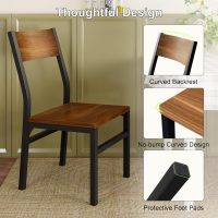Feonase Dining Chairs Set of 6, Modern Kitchen Chairs with Ergonomic Backrest, MDF Board and Metal Legs, Dinner Chairs for Dining Room, Kitchen and Living Room, Walnut - Image 5