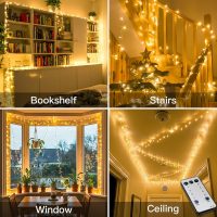 suddus Indoor String Lights with Remote, Warm White Christmas Lights Plug in with Timer, 33ft 100 LED Twinkle Fairy Lights for Bedroom Xmas Tree Wreath Patio Garden Party Spring Outdoor Decorations - Image 5