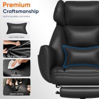 GABRYLLY Ergonomic Chair with Footrest – Wide Cross Legged Chair with Reversible Armrests, 120°Tilt, Lumbar Support,Heavy-Duty Base, Big and Tall Executive Chair Plus, Black, GY82766 - Image 7