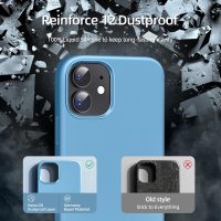 Compatible with iPhone 12 Case/iPhone 12 Pro case 6.1", Slim Liquid Silicone Shockproof Phone Case, Protective Cover with Anti-Scratch Microfiber Lining(Light Blue) - Image 4