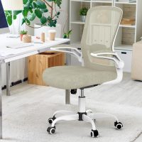 Mimoglad Home Office Chair, High Back Desk Chair, Ergonomic Mesh Computer Chair with Adjustable Lumbar Support and Thickened Seat Cushion (Modern, Beige) - Image 7