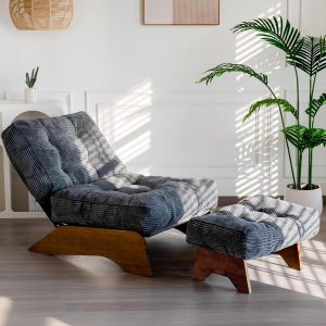 MAXYOYO Accent Chair with Ottoman Adjustable Backrest, Tufted Living Room Chair Upholstered Lounge Chair with Footrest Set, Modern Chair Cozy Reclining Chair for Reading Room, Dark Grey