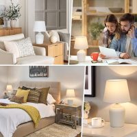Small 11.8 Table Lamps Set of 2, Bedside Nightstand Lamps for Bedroom Kid’s Room, Cute Desk Lamps with Studded Texture Base for Reading Nursery Living Room Office, White - Image 7