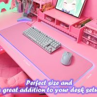 JMIYAV Pink RGB Gaming Mouse Pad 31.5x12 Inch PC XL Large Extended Glowing Led Light Up Desk Pad Non-Slip Rubber Base Computer Cute Mousepad Mat Desk Accessories Gaming Setup 31.5x12 Inch - Image 3