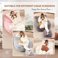 Gaming Chair Comfy Bean Bag Couch Sofa Chair for Bedroom, Modern Faux Fur Reading Bean Bag Chairs for Adults Teens, Living Room Adult Bean Bag Chair with Footrest - Image 5