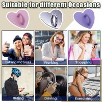 12 Pcs Metal Phone Finger Grip Hook Adhesive Heart Shaped Phone Charm Hook Smartphones Accessories Charm Loop Stand Keychain Ring Smartphones Holder Heart Pad Ring for DIY Hanging Supplies (Pink) - Image 6