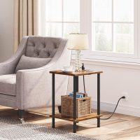 HOOBRO Side Table with Charging Station, Set of 2 End Tables with USB Port and Outlets, Nightstand with 2-Layer Storage Shelves for Small Spaces, Living Room, Bedroom, Rustic Brown BF09UBZP201 - Image 6