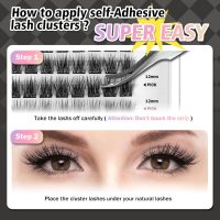 Self Adhesive Eyelashes, 156 Pcs Self Adhesive Eyelash Clusters, No Glue Needed, Invisible 2-Strip Tape - Longer Lasting, No Sticky Residue Pre Glued Eyelashes (Volume-Mixed) - Image 6