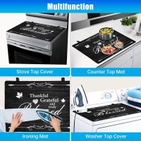Stove Top Cover for Electric Stove (28.5”x 20.5”), Heat Resistant Glass Cooktop Cover, Multipurpose Stove/Counter/Washer Top Protector, Dishwasher Safe Natural Rubber (Thankful) - Image 6