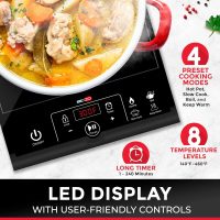 Mueller RapidTherm Portable Induction Cooktop, 1800W Hot Plate Electric Stove Top Burner. 8 Temp Levels, Auto-Off & Pot Detection, LED Display, Child Lock, 4 Programs, Burners for Cooking - Image 3
