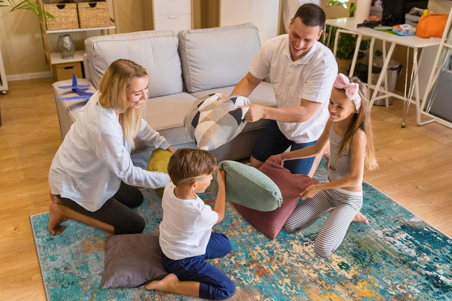 Lahome Modern Abstract Area Rugs 5x7, Large Washable Rugs for Living Room Bedroom Non Slip, Colorful Indoor Floor Carpet for Dining Room Apartment Dorm Kids Nursery Home Decor - Image 6