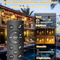 Outdoor-String-Lights-Patio-LED-Light-Outside 50Ft 15M Waterproof Remote Dimmable S14 LED Porch Lighting with 15 Edison Plastic Bulb Hanging Lights Connectable for Backyard Yard Gazebo Party Garden - Image 3