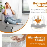 Sweetcrispy Criss Cross Chair Legged, Armless Office Swivel Desk Chair No Wheels, Vanity Height Adjustable Wide Seat Comfy Cute Computer Task Seating for Home Bedroom - Image 3