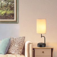 Dreamholder Table Lamp with 3 USB Charging Ports, Modern Desk Lamp with AC Outlet and Phone Stands, Perfect Bedside Lamp for Bedroom, Living Room, Office (Pack of 2), Cream - Image 9