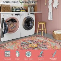 Lahome Bohemian Floral Medallion Round Rug - 4Ft Hot Pink Soft Round Area Rug Bedroom Kitchen Mat, Turkish Washable Indoor Floor Accent Bathroom Carpet for Nursery Living Room Home Office Hallway - Image 5