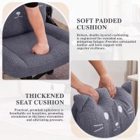Sunchen Criss Cross Chair with Wheels and Arms, Cross Legged Office Chair with Wide Seat, Adjustable Cute Comfy Desk Chairs for Home Office, Bedroom, Vanity, Grey - Image 7