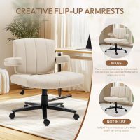 Criss Cross Wheeled Chair - Adaptable Comfort for Every Need, High-Backed, with Adjustable Wide Armrests, Anti-Skid Fabric Upholstery, and a Sleek Modern Aesthetic for Home Office Use - Image 3