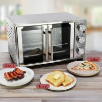 MegaChef 26.4 Quart French Door Multi-Function Stainless Steel Electric Toaster Oven with Temperature & Timer Control and Broil, Bake & Toast Functions - Image 7
