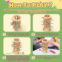 Montessori Wooden Board Game for Kids 3-6 Years - Educational Learning Toy with Colorful Sticks, Dice& Balls - Fine Motor Skills, Classic Tower Games for Family Night - Gift for Toddlers Boys Girls - Image 3