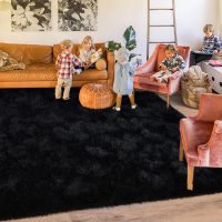 Black Rug for Bedroom, Soft Shaggy Modern Shag 4x6 Area Rugs for Living Room, Upgrade Non-Slip Plush Fluffy Carpet for Kids Boys Girls Room Dorm Home Decor Aesthetic - Image 6