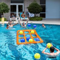 Pool Toys Games Set- Tic-Tac-Toe Inflatable Pool Toy with 10 Balls - for Adults Teens Kids 2-10 Players - Image 2