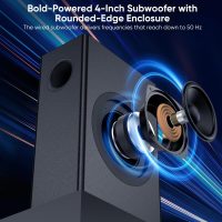 Saiyin Soundbar with 4'' Subwoofers - 70W Rounded-Edge Subwoofer & Compact Soundbar for TV, 2.1 Audio Enhanced Surround Sound System for TV, Bluetooth/Optical/AUX Connection for TV/PC - Image 2