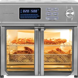 Kalorik MAXX Air Fryer Oven, 26 Quart 10-in-1 Countertop Toaster Oven & Air Fryer Combo - Fry, Bake, Roast, Rotisserie, & More, Large Glass French Doors & 9 Accessories, 1700-Watts, Stainless Steel