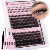 Wispy Lash Clusters Kit Cluster Eyelash Extensions Natural Lash Extension Kit C Curl Fluffy Individual Eyelashes with Bottom Lashes Clusters Waterproof Bond and Seal DIY at Home - Image 7