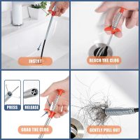 35.5inch Drain Clog Remover(1pcs), 25inch Drain Snake Hair Remover(6pcs) ＆ Cleaning Brush(2pcs), Hair Catcher Drain Auger Cleaner Tool Set For Toilet, Kitchen Sink, Bathroom Tub, Sewer, 9 Pack - Image 4