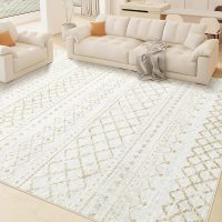 Area Rug for Living Room 6x9: Large Washable Boho Moroccan Rugs Geometric Neutral Rug, Non-Slip Foldable Morden Farmhouse Indoor Floor Carpet for Bedroom Dining Table Home(Beige,6X9) - Image 7