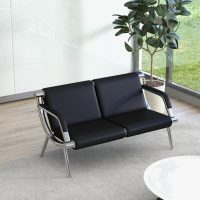 Kinsuite 7-Seat Waiting Room Chairs with PU Leather - 3Pcs Office Waiting Room Bench Reception Chairs, Lobby Chairs for Airport Office Hospital School Bank, Black - Image 6