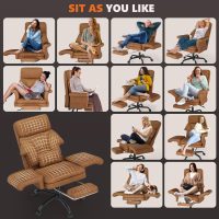 ELABEST C39 Cross Legged Office Chair with Footrest & Convertible Armrests - Pet-Friendly XL Home Desk Chair, Ergonomic Recliner with Lumbar Pillow, Criss Cross Design, Big and Tall Executive Chair - Image 4