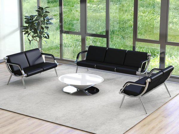 Kinsuite 7-Seat Waiting Room Chairs with PU Leather - 3Pcs Office Waiting Room Bench Reception Chairs, Lobby Chairs for Airport Office Hospital School Bank, Black