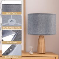 PATIKIL Drum Lamp Shades, 13"x13"x9" Linen Round Lamp Shade for Table Lamps Easy Assembly Lampshade for Table Lamps Floor Lamps Bedside, Gray - Image 3