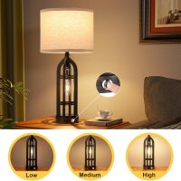 Seealle Table Lamps for Living Room Set of 2 - Black Bedside Lamp for Bedroom with USB C+A & Outlet, Farmhouse Lamps for Night Stands, 3-Way Dimmable Touch Lamps for Living Room with Oat Shade - Image 2