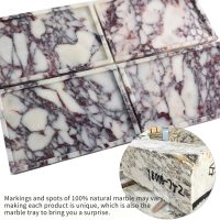 Real Luxurious Natural Marble Vanity Tray Genuine Marble Storage Tray for Home Decor Stone Tray for Bathroom/Kitchen/Vanity/Dresser Non-Resin/Non-Ceramic/Viola Tablet Set - Image 3