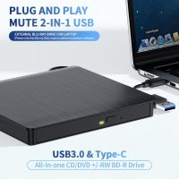 External Blu-ray Drive, Portable Blu-ray Player & CD DVD Burner – USB 3.0 & Type-C BD/DVD/CD Reader, Plug and Play, Lightweight for Windows/Mac/Linux (2 in 1) - Image 3